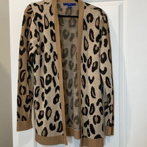 Apt. 9 Leopard Print Open Front Cardigan - Beige, Black, Brown